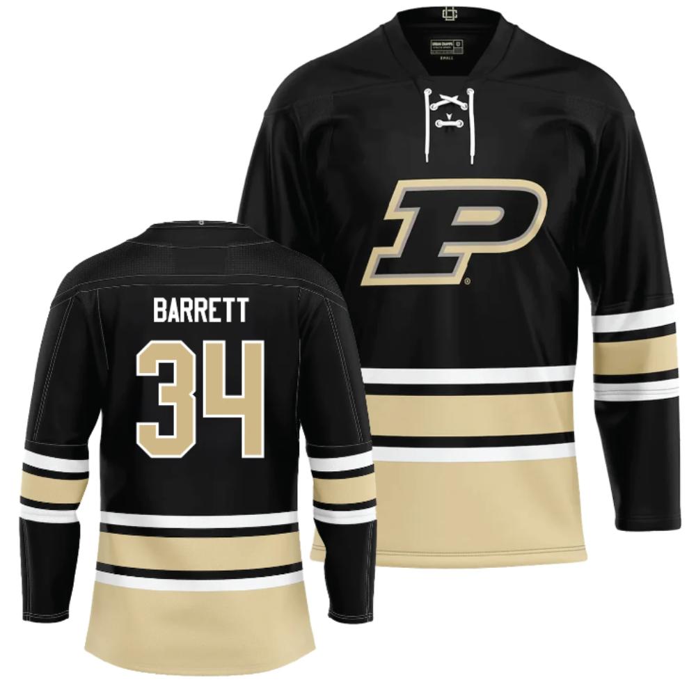 Men's Purdue Boilermakers Jace Carson Barrett #34 Ice Hockey Black all Stitched