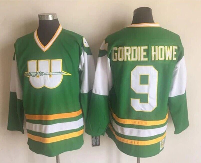 Men's Replica Vintage Gordie Howe Jersey #9 New England Hartford Whalers
