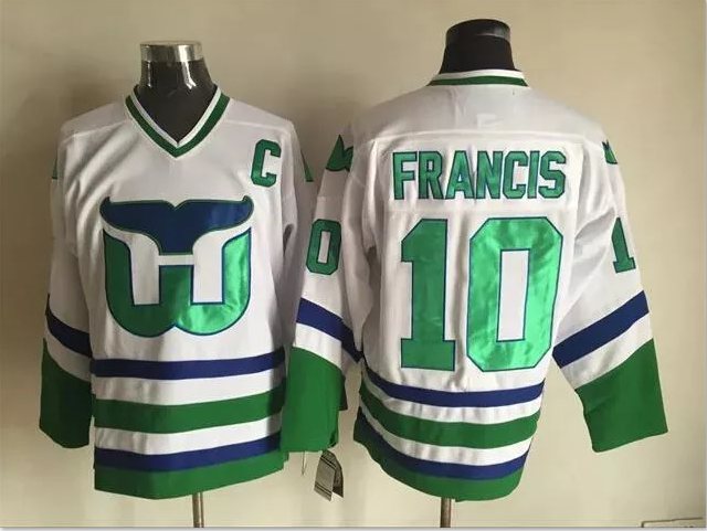 Men's Replica Vintage Ron Francis Jersey #10 Hartford Whalers Stitched White