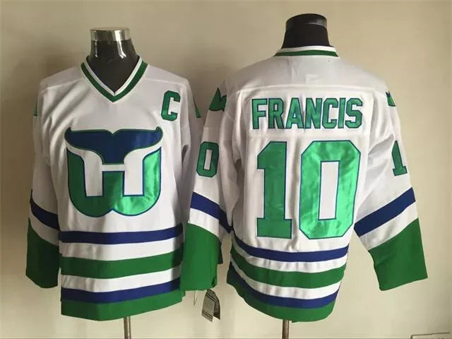 Men's Replica Vintage Ron Francis Jersey #10 Hartford Whalers Stitched White