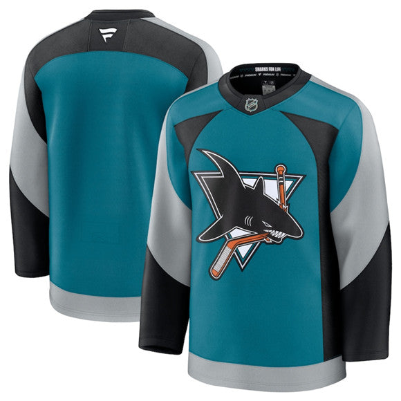 Men's San Jose Sharks Jersey Blank Teal 2025 Alternate Stitched