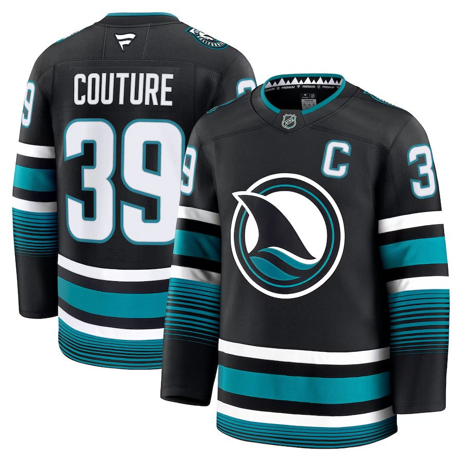Men's San Jose Sharks #39 Logan Couture Alternate Premium Jersey Black