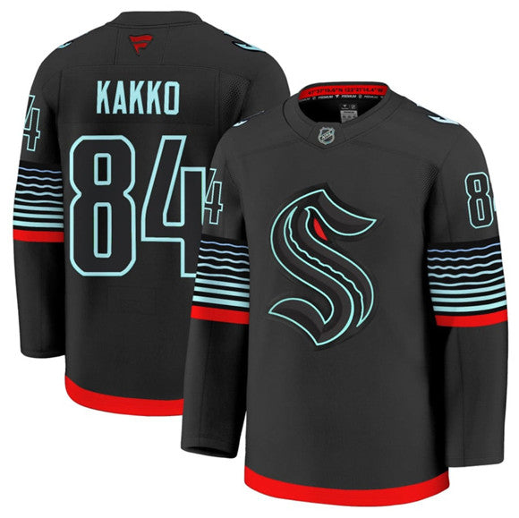 Men's Seattle Kraken #84 Kaapo Kakko Jersey Black Alternate Stitched