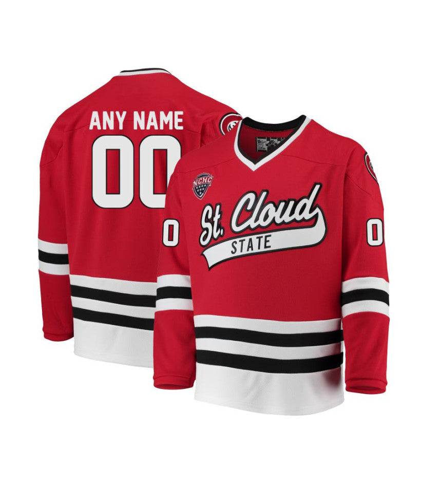 Men's St. Cloud State Huskies Custom Red Hockey Jersey