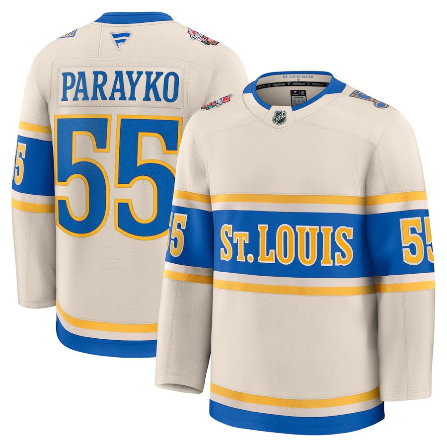 Men's St. Louis Blues #55 Colton Parayko 2025 NHL Winter Classic Premium Cream Jersey
