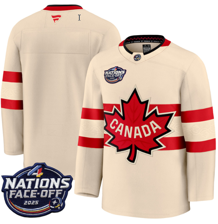 Men's Team Jersey Canada 4 Nations Face-Off 2025 Stitched Cream