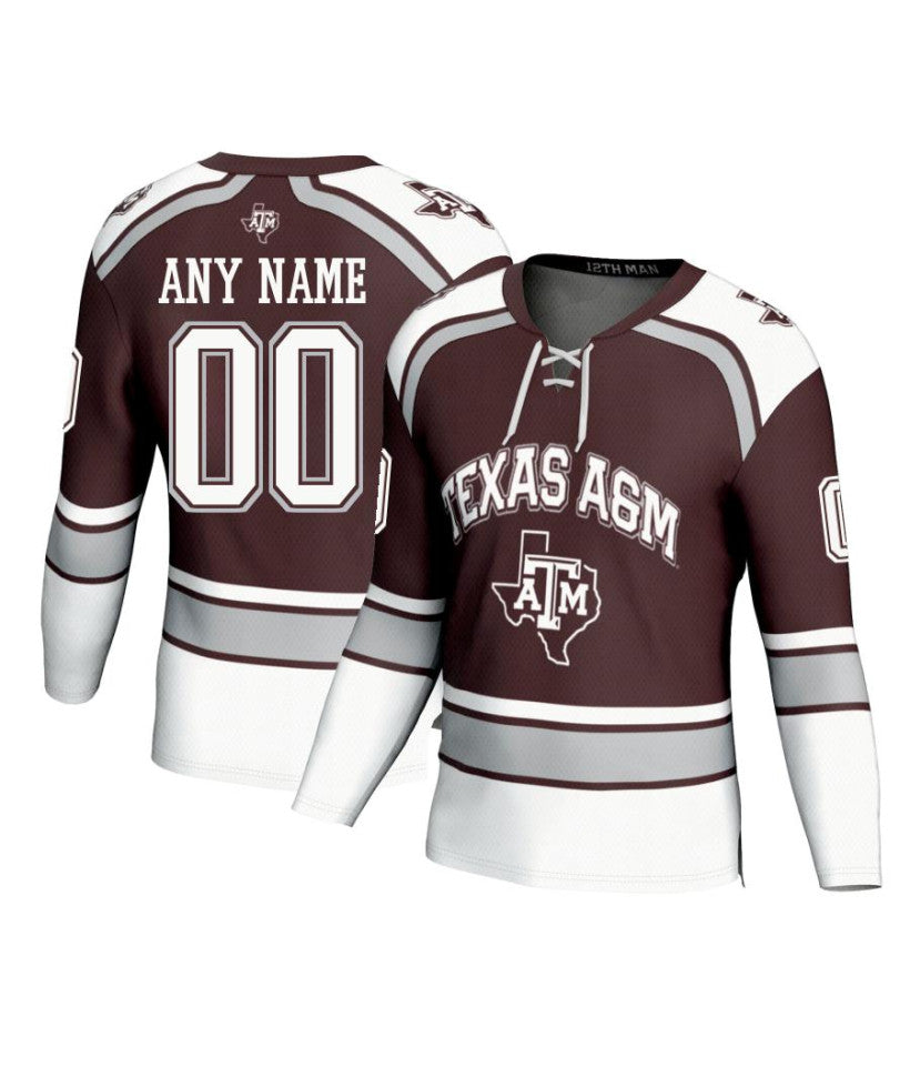 Men's Texas A&M Aggies Custom Maroon Fashion Hockey Jersey