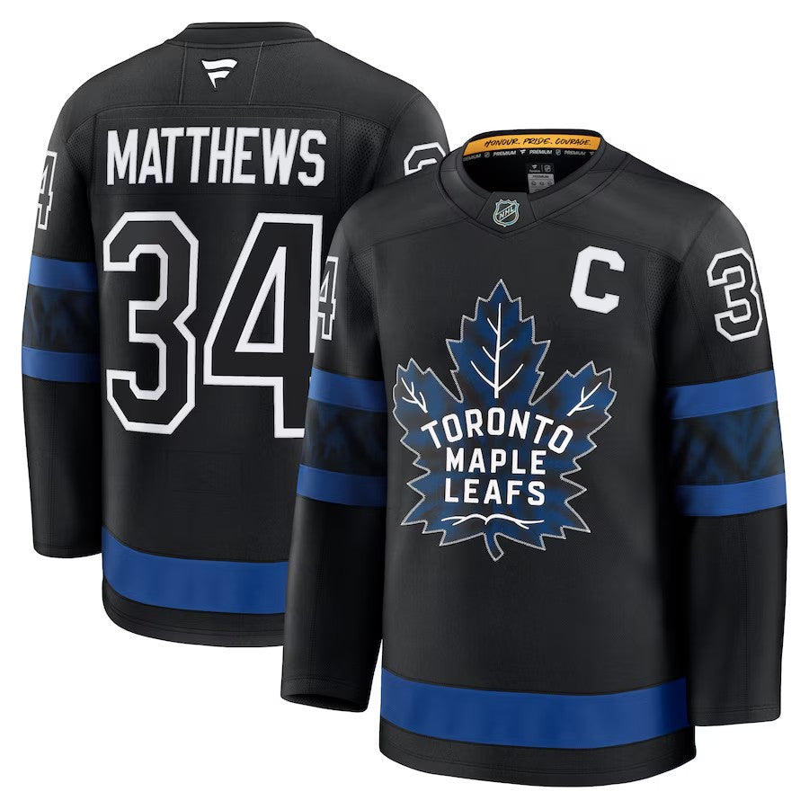 Men's Toronto Maple Leafs #34 Auston Matthews Captain Patch Alternate Jersey Black