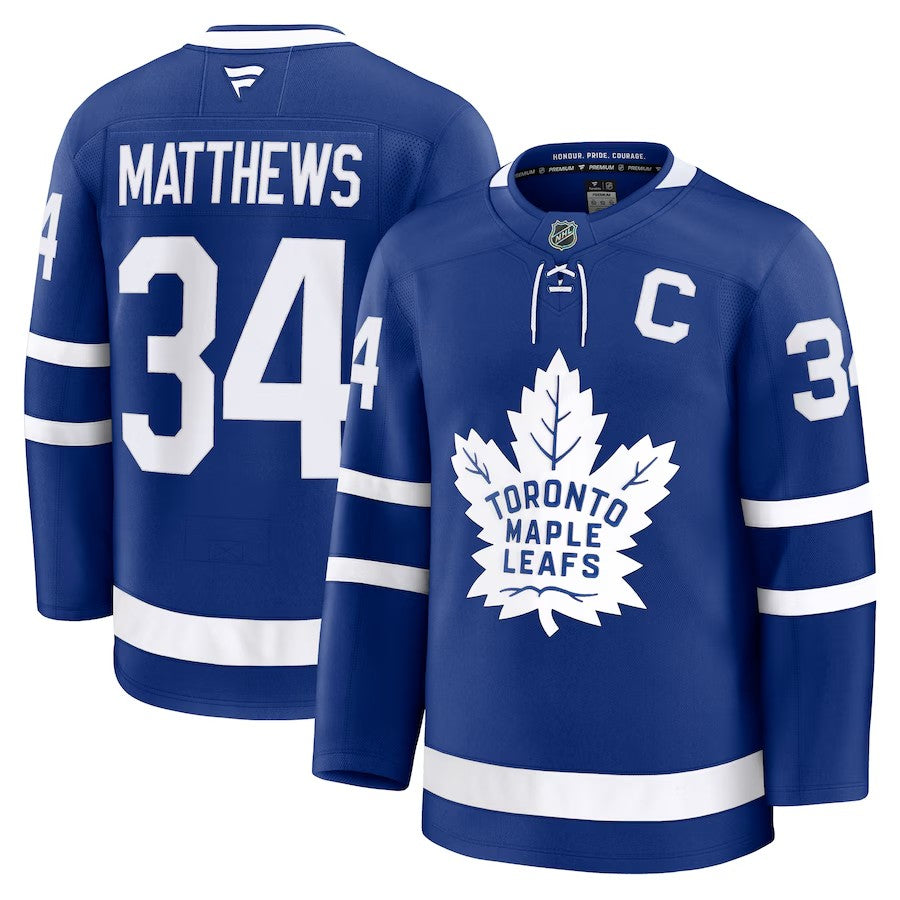 Men's Toronto Maple Leafs #34 Auston Matthews Captain Patch Home Jersey Blue