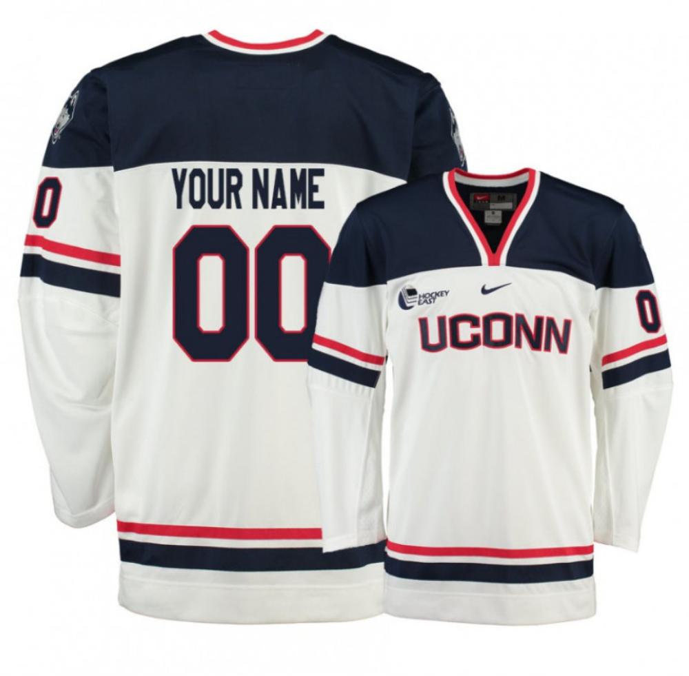 Men's UConn Huskies Custom Jersey College Hockey All Stitched White Alternate