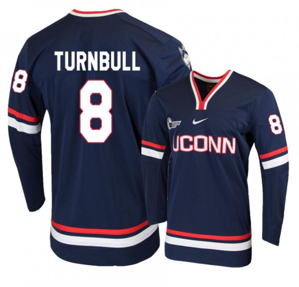 Men's UConn Huskies #8 Carter Turnbull College Hockey All Stitched Navy Jersey