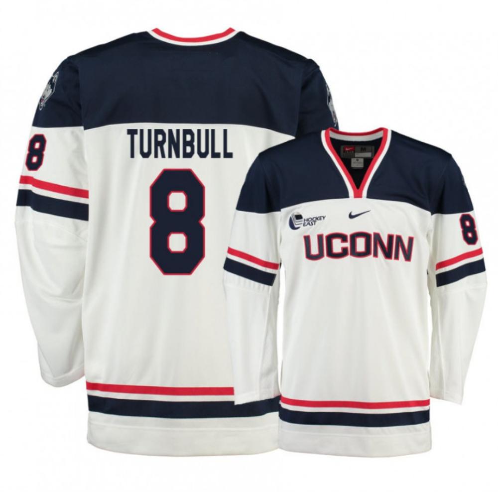 Men's UConn Huskies #8 Carter Turnbull College Hockey All Stitched White Jersey