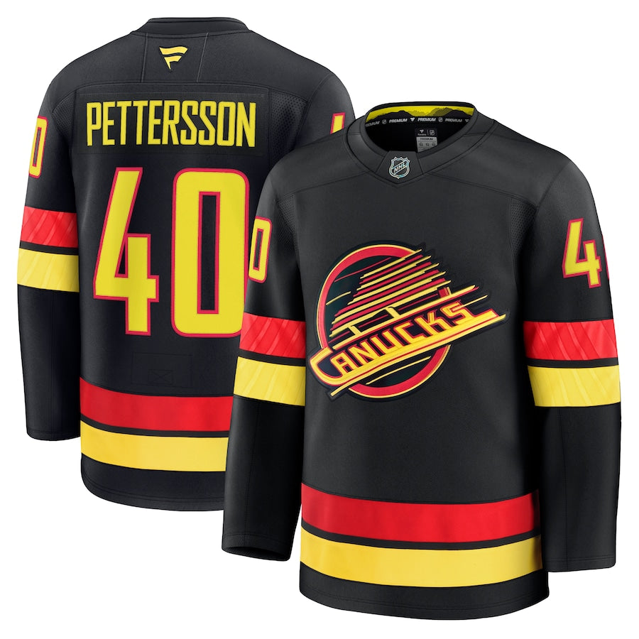 Men's Vancouver Canucks #40 Elias Pettersson Alternate Premium Jersey Black