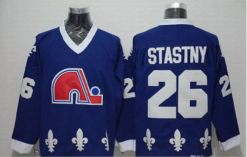 Men's Vintage Peter Stastny Jersey #26 Quebec Nordiques Stitched Dark Blue
