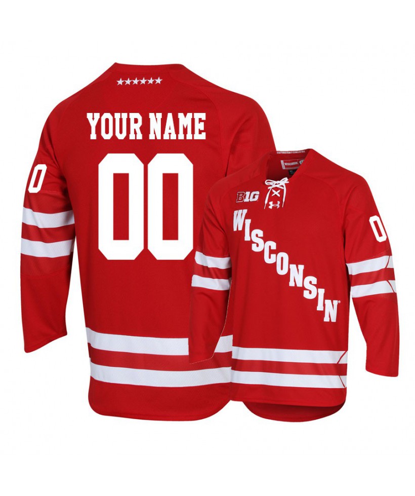 Men's Wisconsin Badgers Red Custom Hockey Jersey