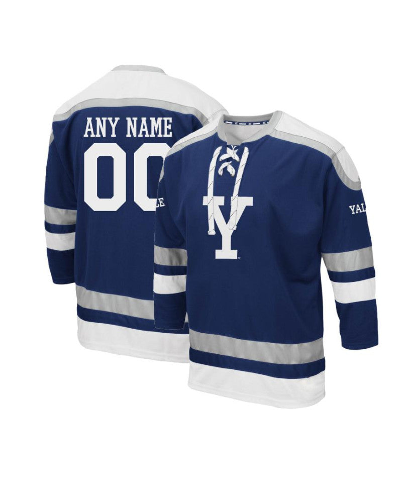 Men's Yale Bulldogs Custom Navy Mr. Plow Hockey Jersey