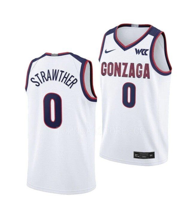 Men's #0 Julian Strawther Jersey Gonzaga Bulldogs College Basketball Jerseys White