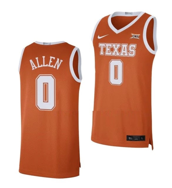 Men's #0 Timmy Allen Jersey Texas Longhorns College Basketball Jerseys Orange 2021
