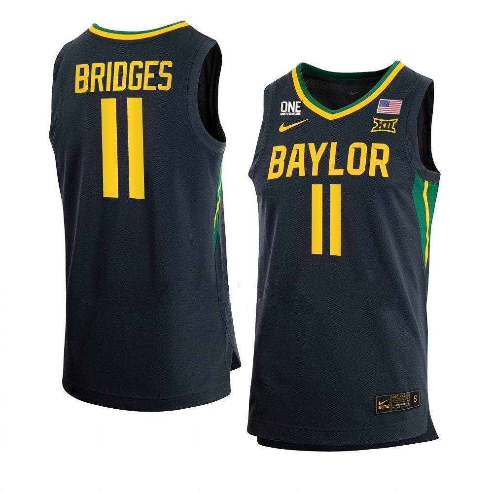 Men's #11 Jalen Bridges Jersey Baylor Bears College Basketball Jerseys Black