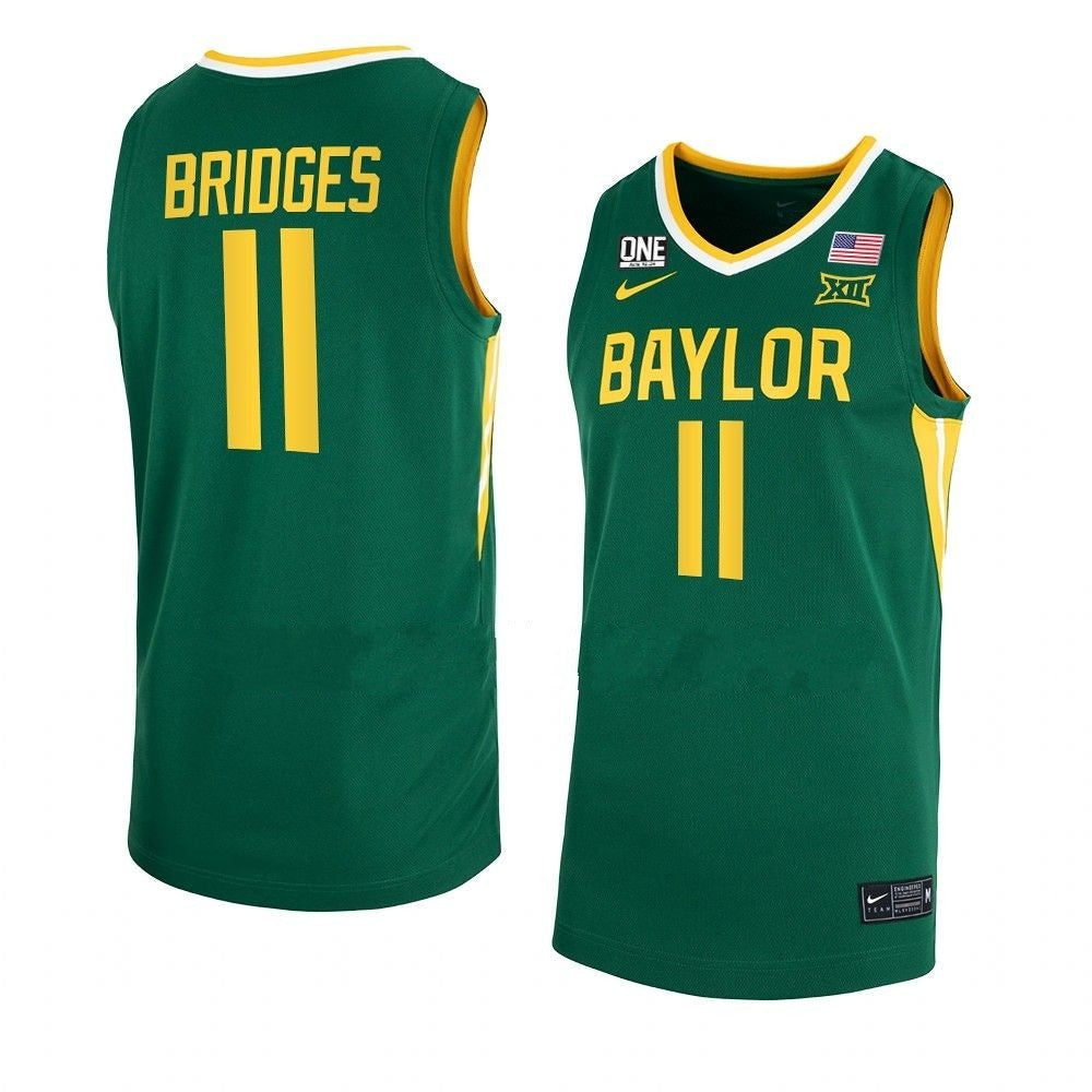 Men's #13 Langston Love Jersey Baylor Bears College Basketball Jerseys Green