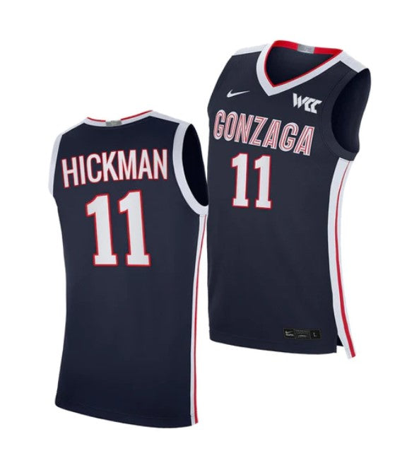 Men's #11 Nolan Hickman Jersey Gonzaga Bulldogs College Basketball Jerseys Navy