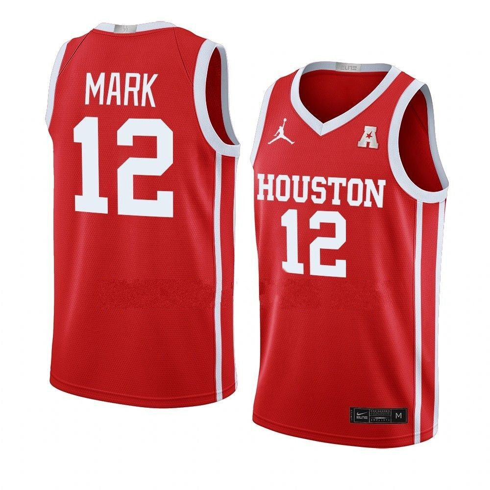 Men's #12 Tramon Mark Jersey Houston Cougars College Basketball Jerseys Red