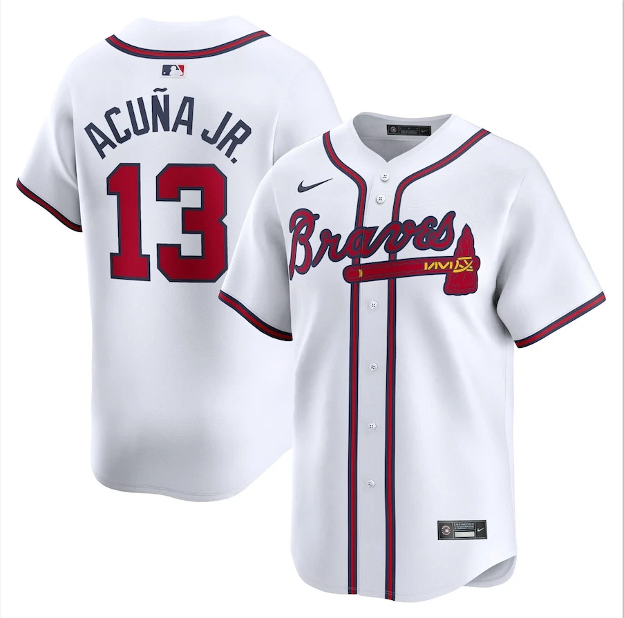 Men's #13 Ronald Acuña Jr. Limited Limited Player titched Jersey White