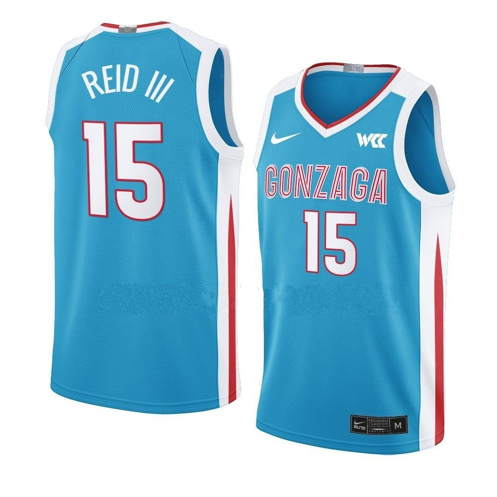 Men's #15 Efton Reid III Jersey Gonzaga Bulldogs College Basketball Jerseys Navy