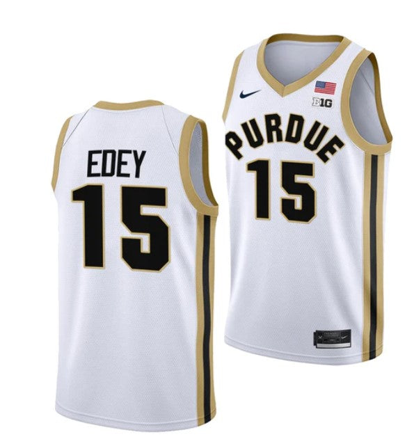 Men's #15 Zach Edey Jersey Purdue Boilermakers College Basketball Jerseys White