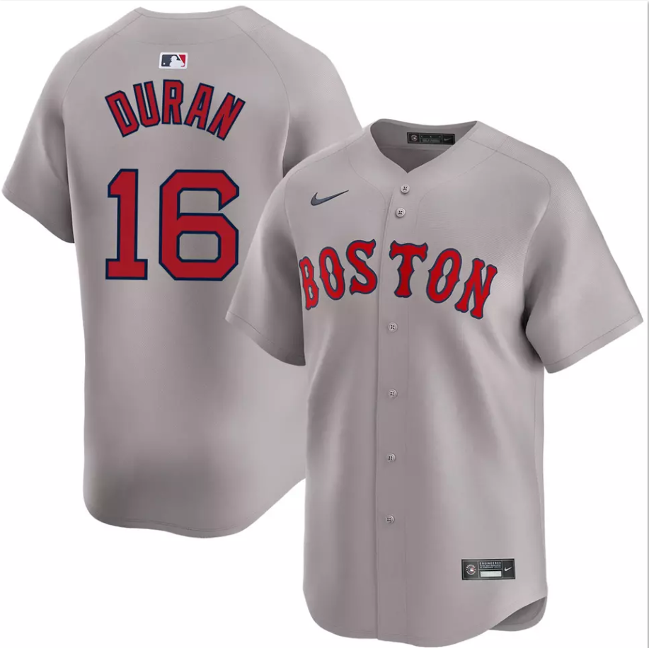 Men's #16 Jarren Duran Road Limited Gray Jersey Stitched