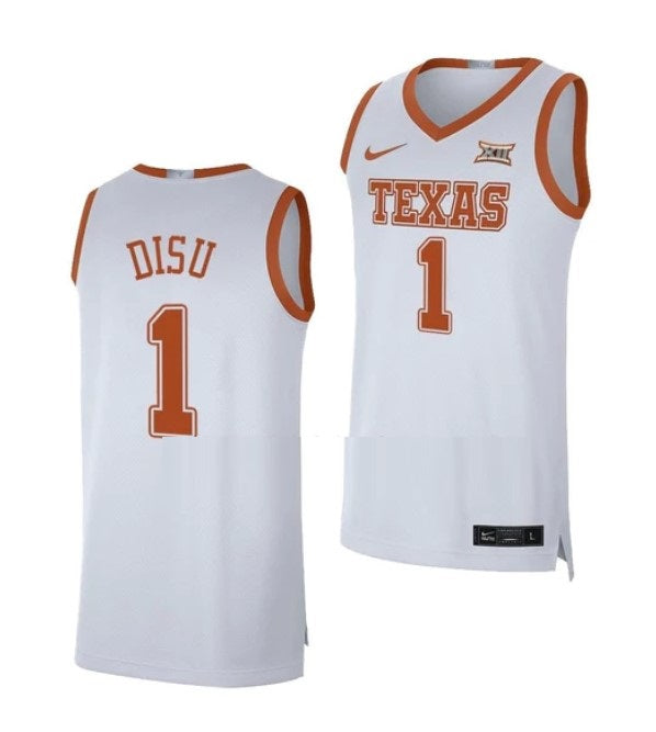 Men's #1 Dylan Disu Jersey Texas Longhorns College Basketball Jerseys White