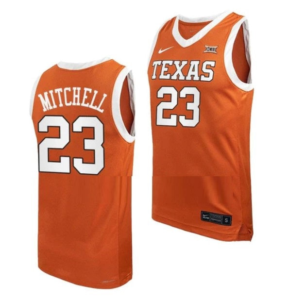 Men's #23 Dillon Mitchell Jersey Texas Longhorns College Basketball Jerseys Orange