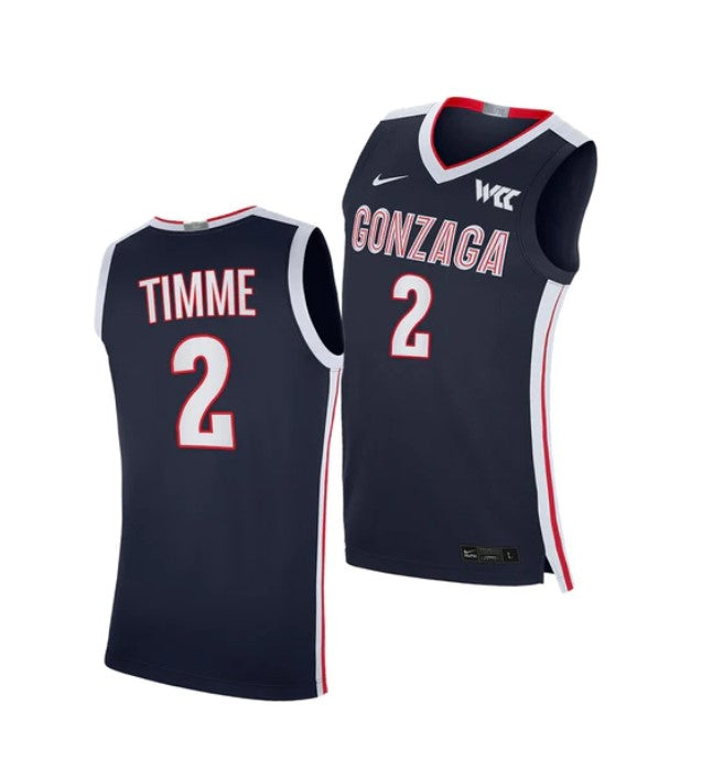 Men's #2 Drew Timme Jersey Gonzaga Bulldogs College Basketball Jerseys Navy