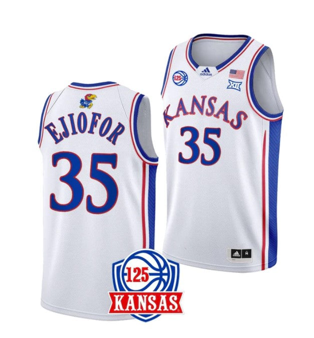 Men's #35 Zuby Ejiofor Jersey Kansas Jayhawks College Basketball Jerseys White