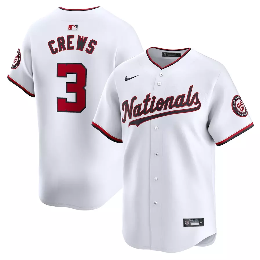 Men's #3 Dylan Crews White Home Limited Player Jersey