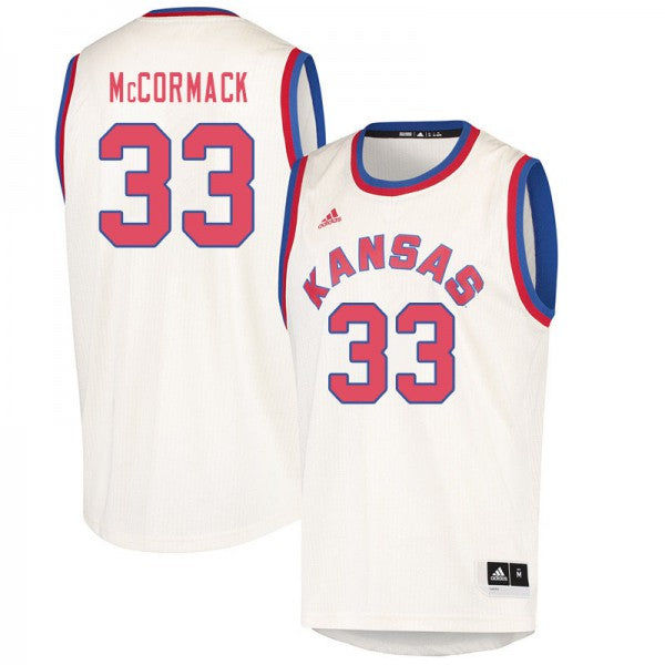 Mens Jayhawks #33 David McCormack Jersey Cream University College Basketball Jerseys