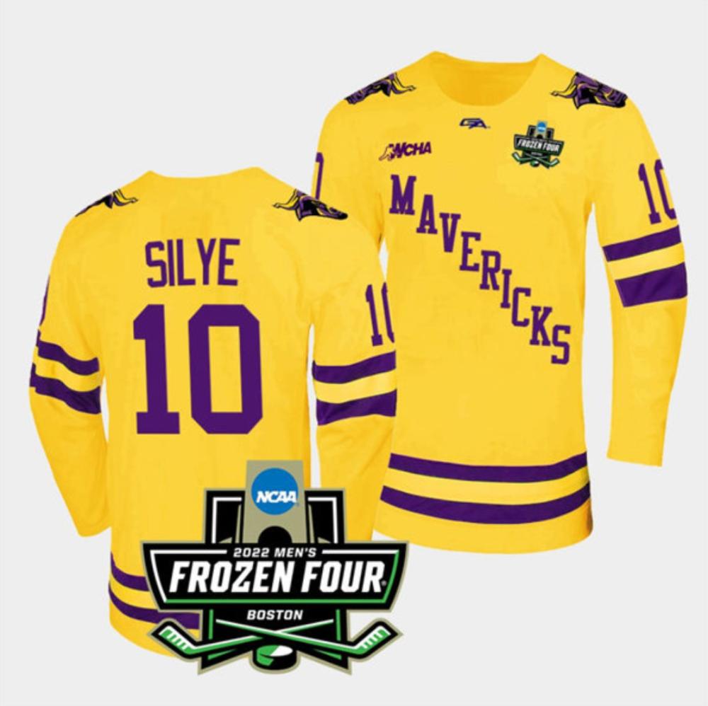 Mens Massachusetts Minutemen #10 David Silye College Hockey Jersey Gold