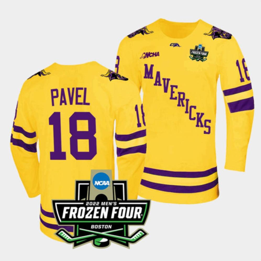 Mens Massachusetts Minutemen #18 Ondrej Pavel College Hockey Jersey Gold