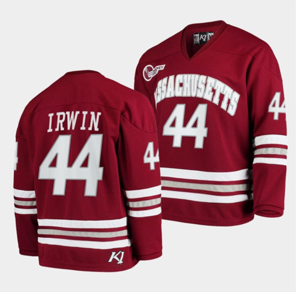 Mens Massachusetts Minutemen #44 Matt Irwin College Hockey Jersey Maroon