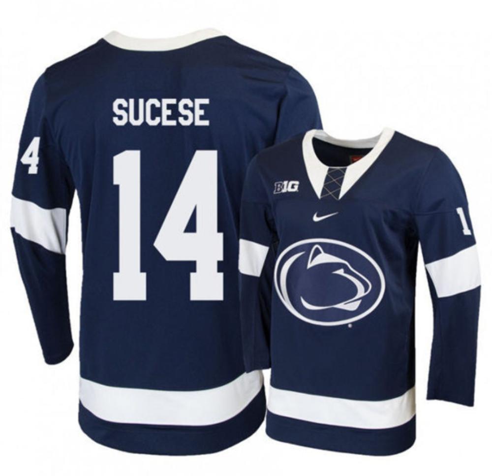 Mens Penn State Nittany Lions #14 Nate Sucese Stitched Navy Hockey Jersey