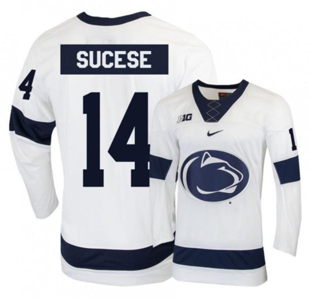 Mens Penn State Nittany Lions #14 Nate Sucese Stitched White Hockey Jersey