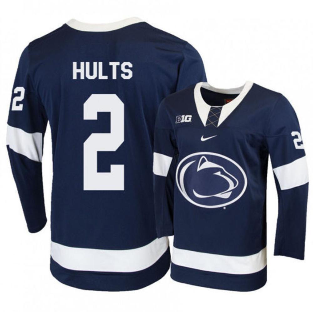 Mens Penn State Nittany Lions # 2 Cole Hults Stitched Navy Hockey Jersey