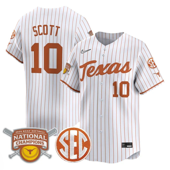 Reese Atwood Jersey #14 Texas Longhorns 2025 National Champions Orange Pinstripe