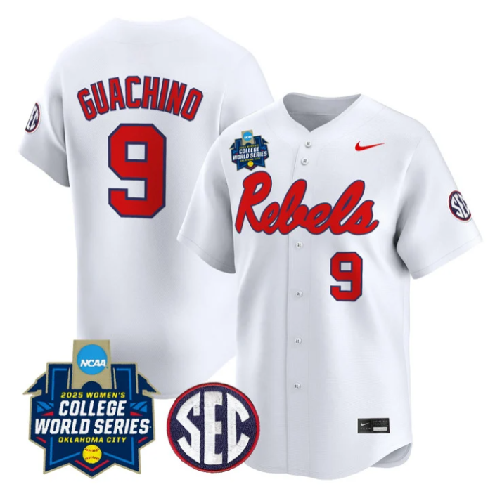 Miali Guachino Jersey #9 Ole Miss Rebels Softball 2025 World Series White