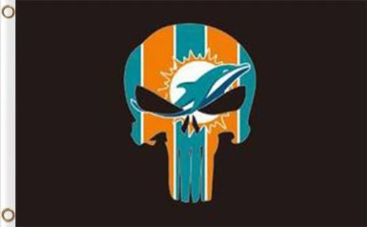 Miami Dolphins Football Skeleton Flag 3X5 Ft Polyester Banner USA 90x150cm