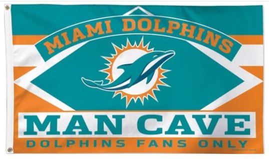 Miami Dolphins Man Cave Flag 3X5 Ft Polyester Banner USA 90x150cm