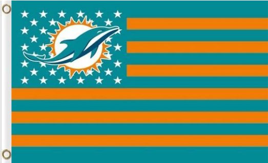 Miami Dolphins Star and Stripes Flag 3X5 Ft Polyester Banner USA 90x150cm