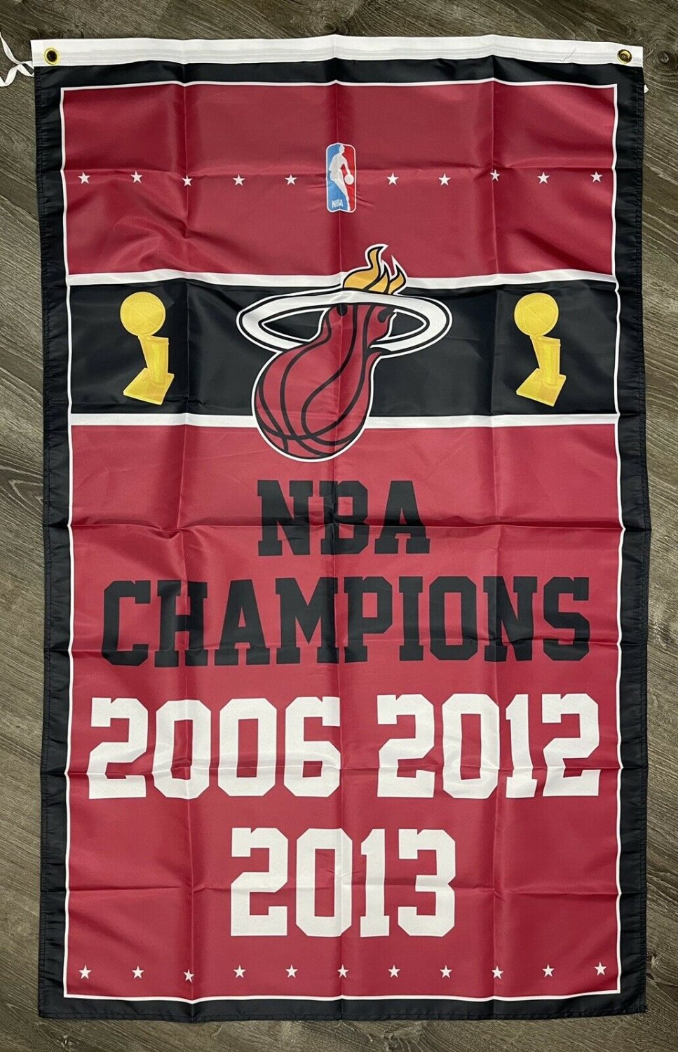 Miami Heat Championship Flag Vertical 3x5 ft Sports Banner Man-Cave Basketball Garage