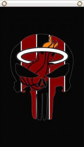 Miami Heat Skull Flag 3X5Ft Polyester Banner USA Digital Print