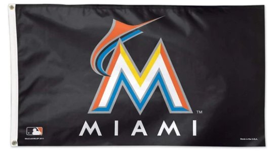 Miami Marlins Black flag 3X5Ft Banner USA Polyester with Brass Grommets A